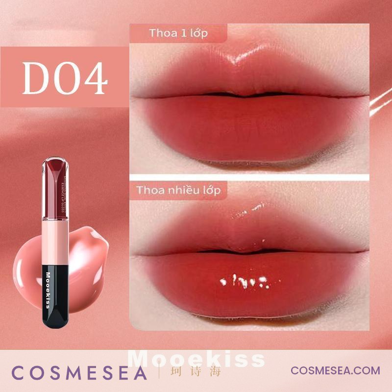 Mooekiss Dual-Effect Serum Lip Glaze 3ml+3ml D04 Candied Tomato Rose