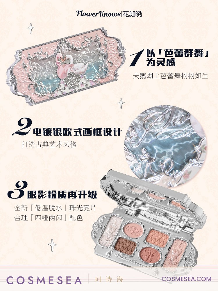 Flower Knows Swan Ballet Matte Pearl Eyeshadow Palette